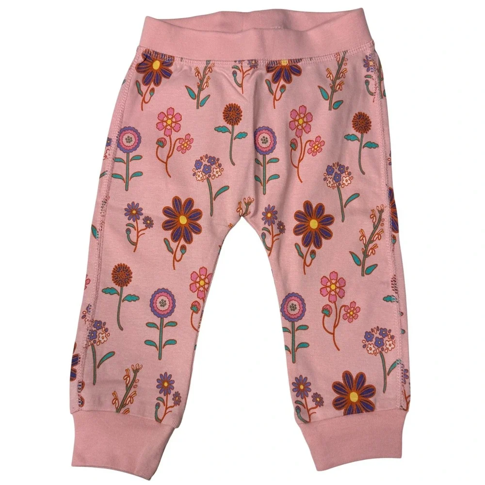 Monica + Andy Baby Girls Pajama Set Floral Organic 12-18M Pink Cotton Sleepwear